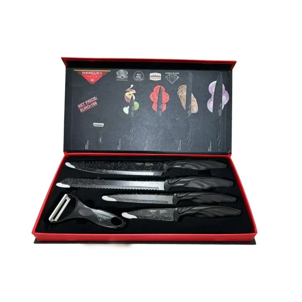 Zepter 5 Pcs Non-Stick Knife Set for Kitchen, Super Sharp high Carbon Stainless Steel Material - Image 2
